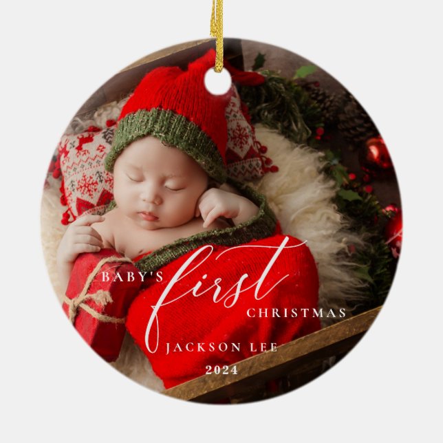 Premier ornement photo de Noël du bébé (Dos)