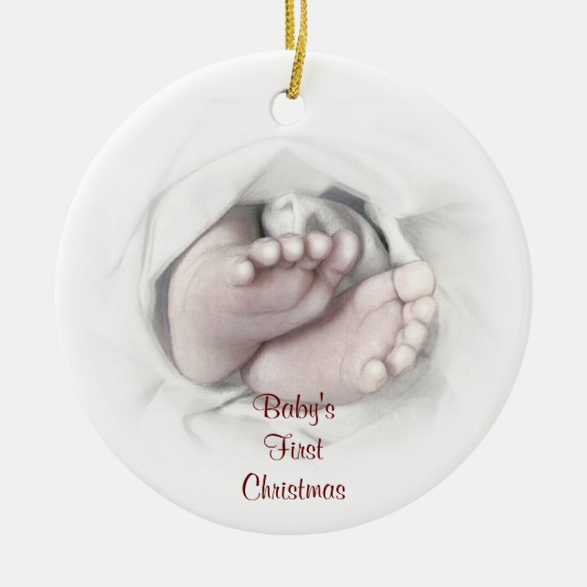 Premier ornement photo de Noël du bébé (Devant)