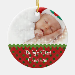 Premier ornement photo de Noël du bébé festif