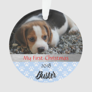 Premier ornement photo de Noël du chiot