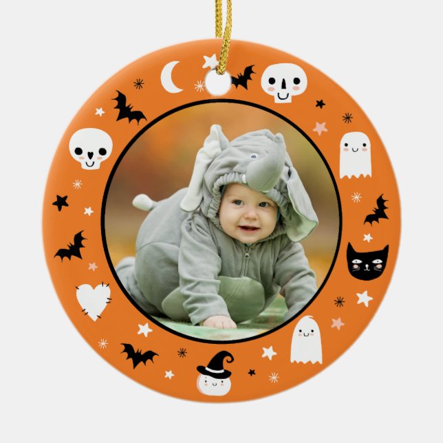 Premier Ornement photo d'Halloween du mignon bébé (Devant)