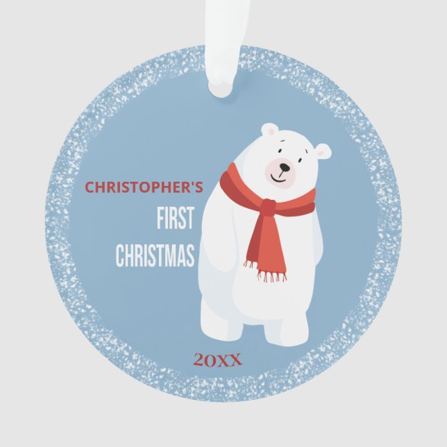 Premier Ours bleu mou polaire de Noël du bébé (devant)