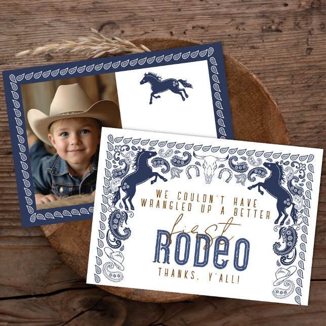 Premier Rodéo Anniversaire Carte de remerciements  (1st Rodeo Birthday Thank You Card)