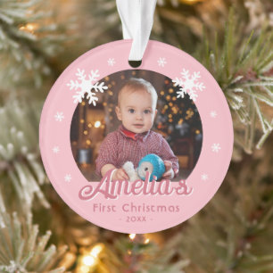 Premier Snowflakes de Noël pour bébé rose Photo