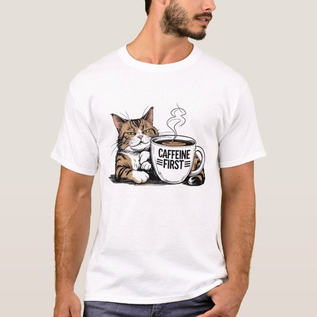 Premier T-shirt à la caféine pour les amateurs de  (Devant)