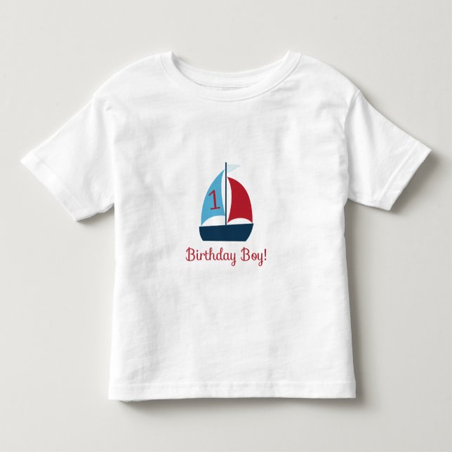 Premier T-shirt de bateau à voile d'anniversaire (Devant)