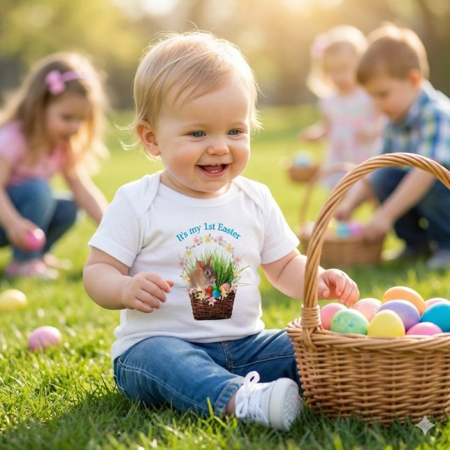 Premier T-shirt de Pâques pour bébé ou bébé (First Easter smiles and cherished memories are made with this adorable bunny tee.)