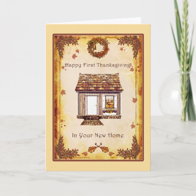 Premier Thanksgiving dans une nouvelle carte vierg (Devant)