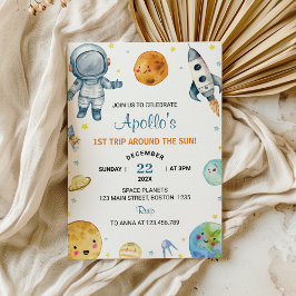 Premier Voyage Autour Du Soleil Invitation Anniver