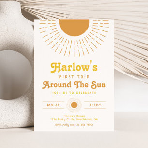 Premier Voyage Autour Du Soleil Invitation Boho