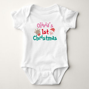 Première barboteuse de bébé de Noël d'Olivia