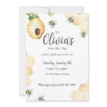 Première 'Bee' Day Anniversaire Fête Invitation