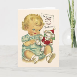 Première carte de Noël de bébé vintage