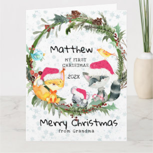 Première carte de Noël de Forest Baby de grand-mèr