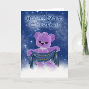 Première carte de Noël du bébé avec le petit ours