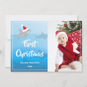 Première carte de Noël Ocean et Shark Photo Holida