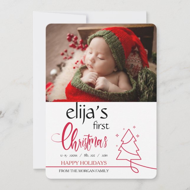 Première carte de vœux de Noël avec photo de Noël (Devant)