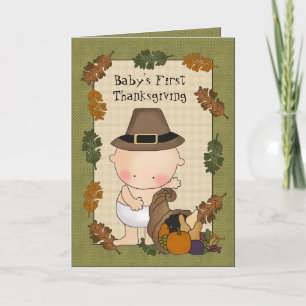 Première carte de voeux Thanksgiving de bébé
