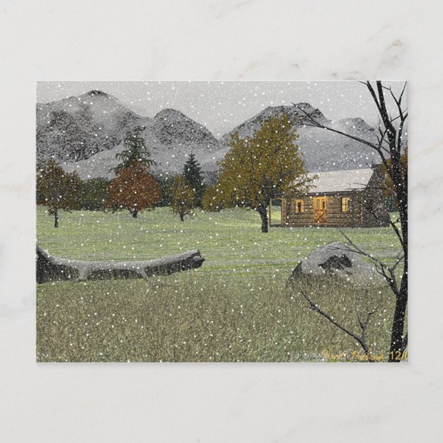Première carte postale de chutes de neige (Devant)