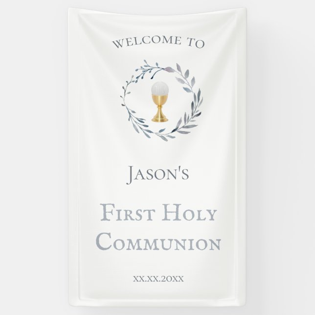 Première Communion catholique garçon Bannière (Vertical)