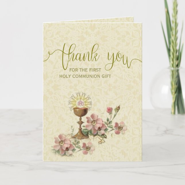 Première Communion catholique Merci floral (Devant)