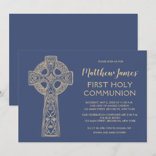 Première communion de Croix celtique Invitation po
