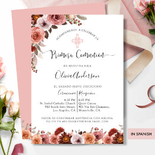 Première Communion d'Espagne Invitation florale ro
