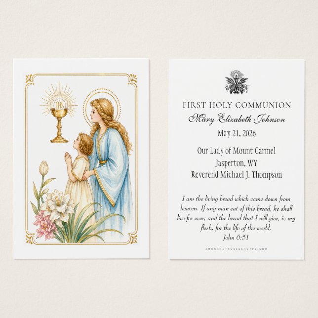 Première communion Dévotion eucharistique (Devant & derrière)