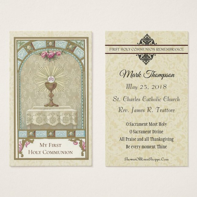 PREMIÈRE COMMUNION EUCHARISTE SUR ALTAR (Devant & derrière)