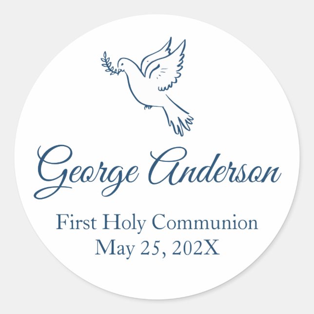 Première communion Favoriser Sticker Blue Dove (Devant)