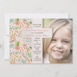 Première communion florale | Cartes de photo Invit