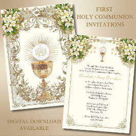 Première Communion Florale Invitation