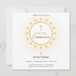 Première Communion Gold avec Croix, Invitation