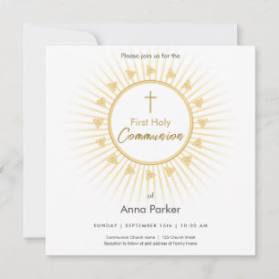 Première Communion Gold avec Croix, Invitation