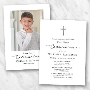 Première Communion moderne Photo Invitation