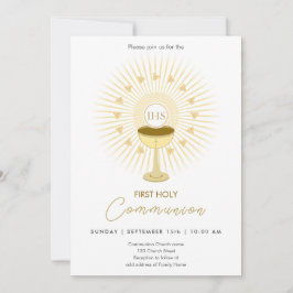 Première communion or avec invitation calice