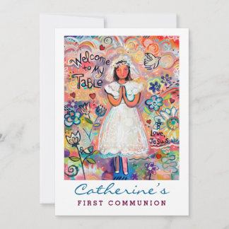 Première communion pour fille Invitation personnal