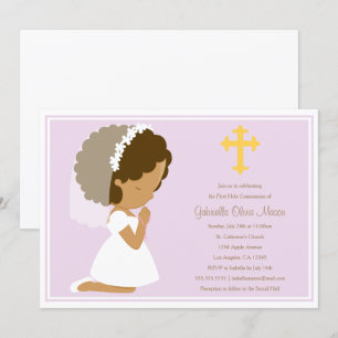 Première Communion Sainte - Lavande Invitation