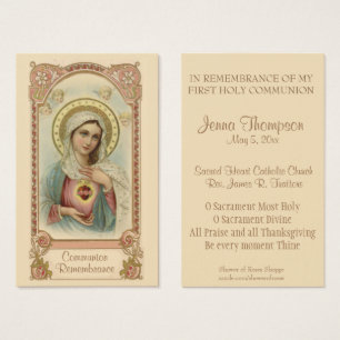 PREMIÈRE COMMUNION SAINTE MARY PRIÈRE CARTE SAINTE