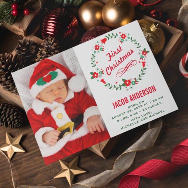 Première Faire-part de naissance de Noël Floral Wr (Créateur téléchargé)