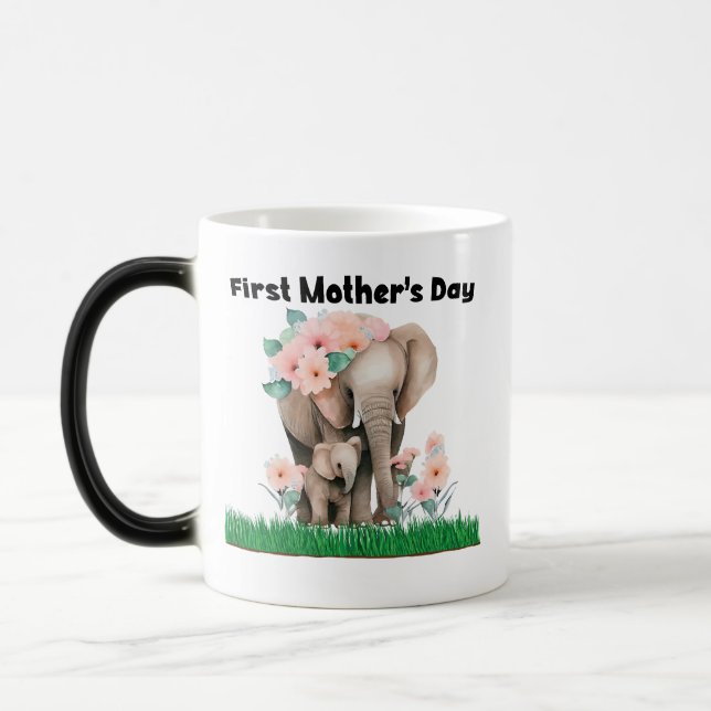 Première fête des mères mignon éléphant Mug (Gauche)
