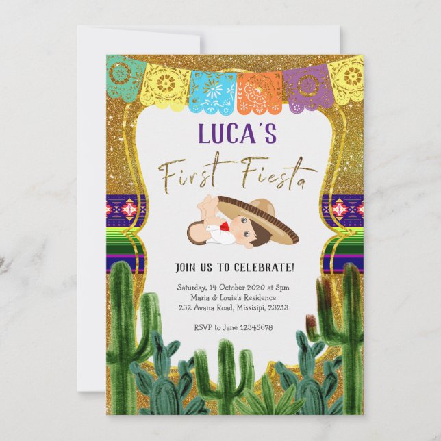 Première Fiesta Charro Boy Invitation Anniversaire (Devant)
