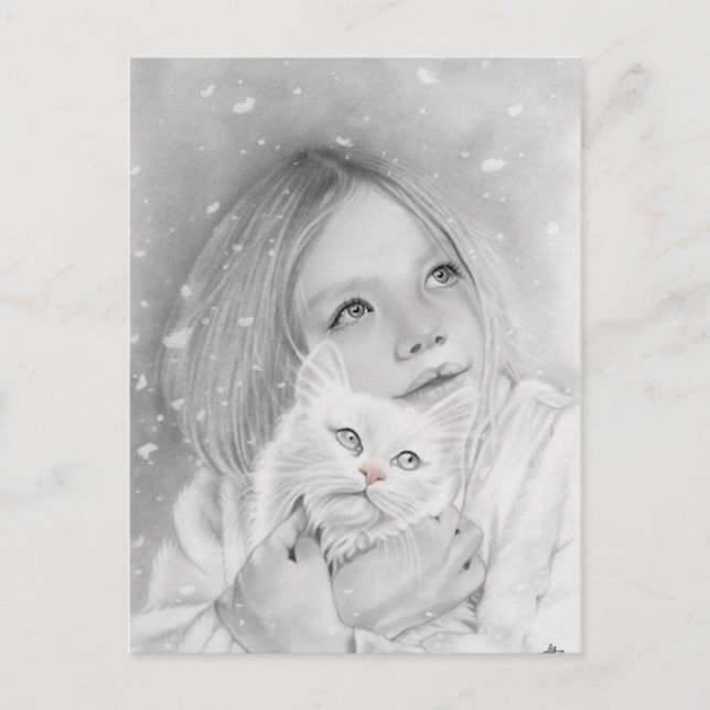 Première fille de neige kitty Carte postale (Devant)