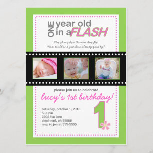 Première invitation d'anniversaire avec des photos
