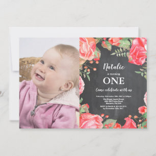 Première Invitation d'anniversaire Botanique Fleur