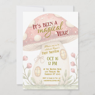 Première Invitation d'Anniversaire Champignon Magi