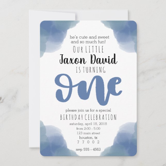 Première invitation d'anniversaire d'aquarelle (Devant)