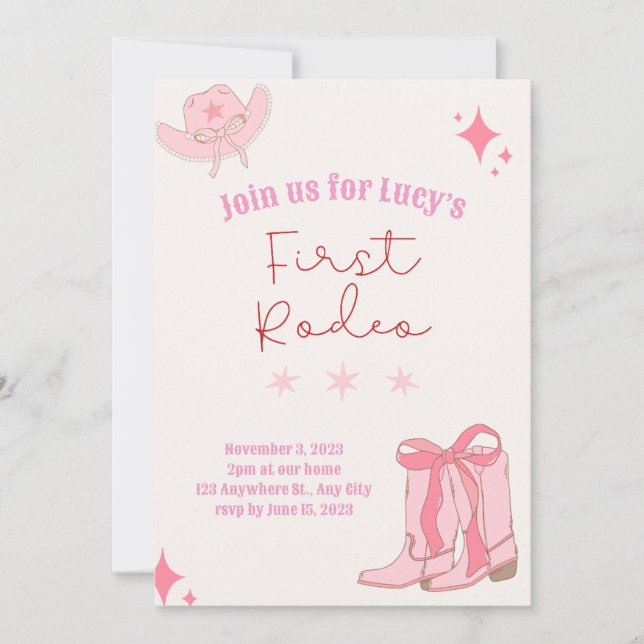 Première invitation d'anniversaire de rodéo (Devant)
