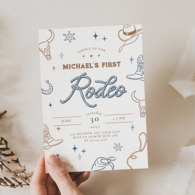 Première invitation d'anniversaire de rodéo (Créateur téléchargé)