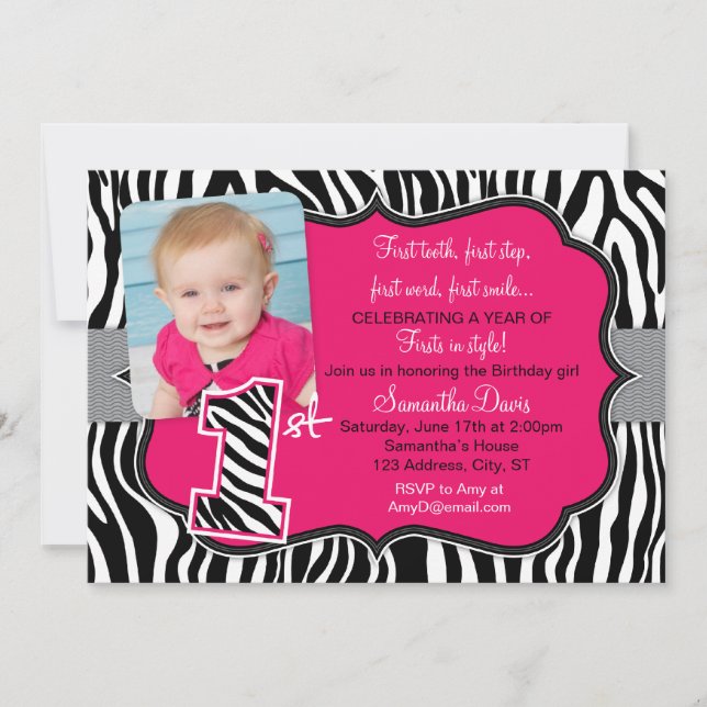 Première invitation d'anniversaire d'impression (Devant)